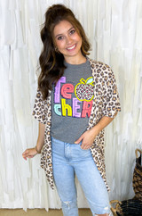 Leopard Apple Teacher Graphic T-Shirt 