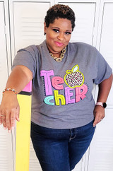 Leopard Apple Teacher Graphic T-Shirt