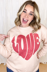 Love Heart Distress Sweatshirt