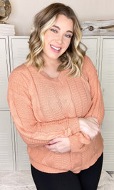 Chunky Cableknit V Neck Sweater