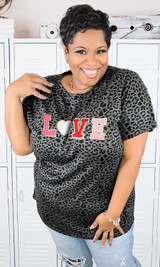 Leopard Big Heart Love Ideal Chenille T-Shirt