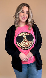 Beach Vibes Leopard Smiley T-Shirt