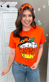 Teach Apple Halloween Graphic T-Shirt