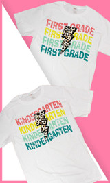 School Leopard Lightning Bolt Graphic T-Shirt