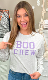Soft Ideal Chenille Boo Crew Graphic Long Sleeve T-Shirt
