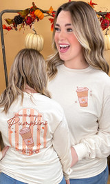 Hot Coffee Pumpkin Spice Graphic Long Sleeve T-Shirt