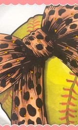 Softball Cheetah Bow Rhinestone Graphic Crop Top Shirt