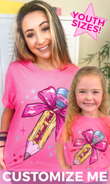 Personalized Pencil Bow Graphic T-Shirt