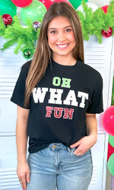 Oh What Fun Sequin Christmas Graphic T-Shirt