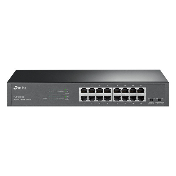 TP-Link TL-SG1016D 16-Port Gigabit Desktop/Rackmount Switch Front