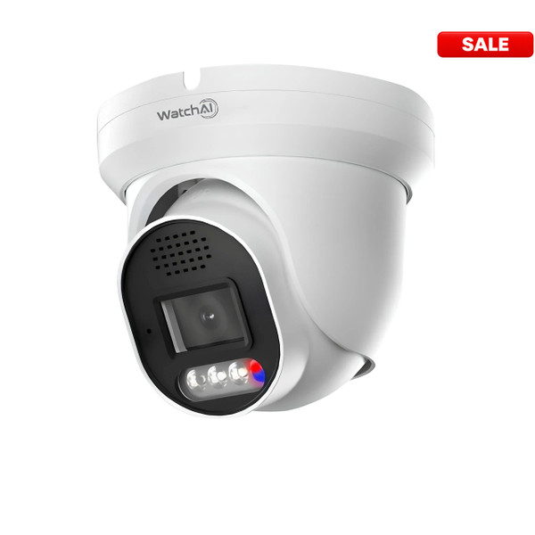 WatchAI 8MP Smart Dual Light Active Deterrence Turret Network Camera (Red and Blue Light)