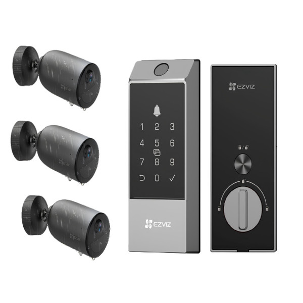 EZVIZ EB3 Outdoor Camera (x3) & DL04 Pro Smart Lock Kit (FEB PROMO)