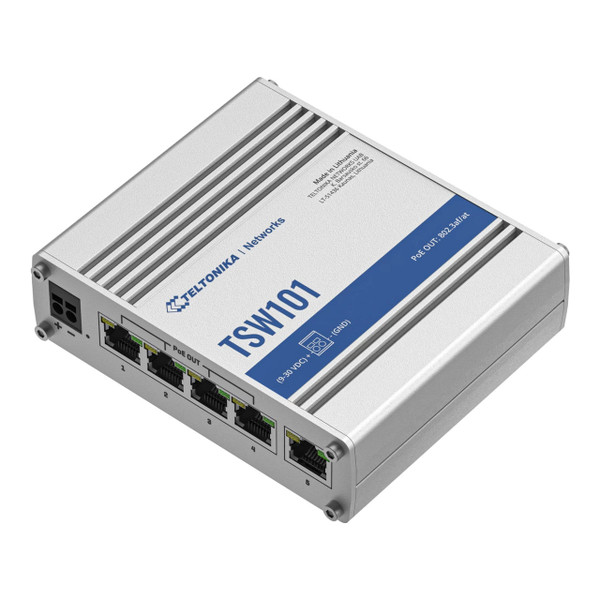 Teltonika TSW101 Industrial Unmanaged PoE+ for Transportation