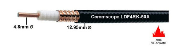 CommScope LDF4-50, HELIAX® Low Density Foam Coaxial Cable, corrugated copper, 1/2 in, black non-halogenated, fire retardant polyolefin jacket - 250m