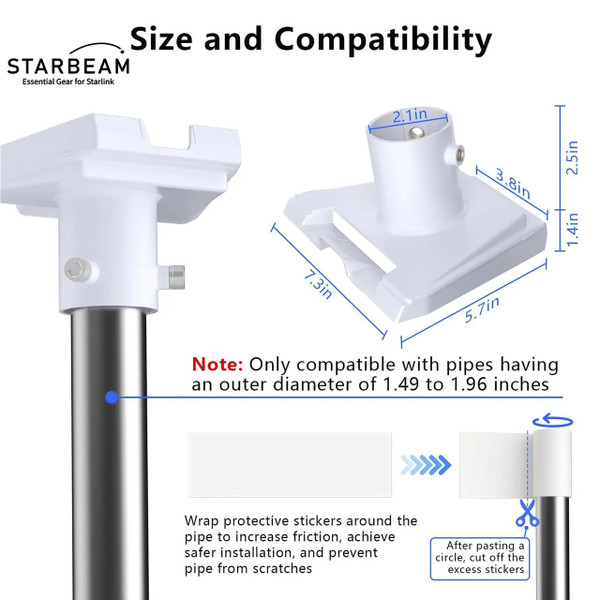 STARBEAM Starlink Gen 3 Standard Plastic Pole Adapter for 37-48mm Pole