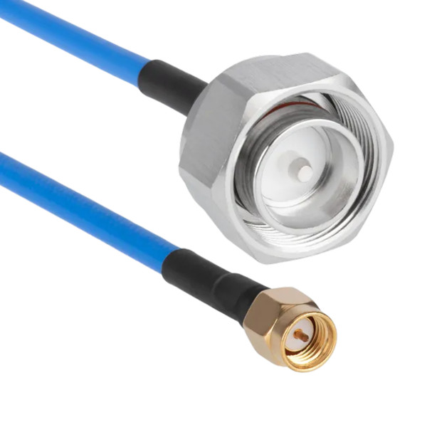 RG-402 Cable Assembly, Blue, 4.3-10 Male to SMA Male, 18cm