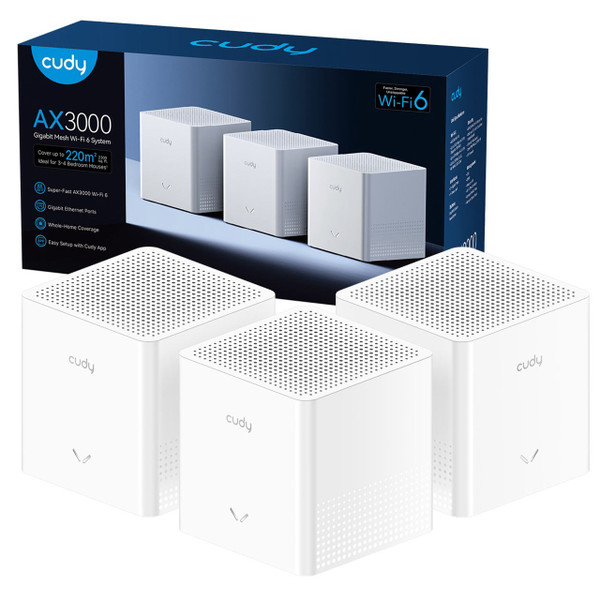 Cudy M3000S AX3000 WiFi 6 Mesh System, 3 Pack