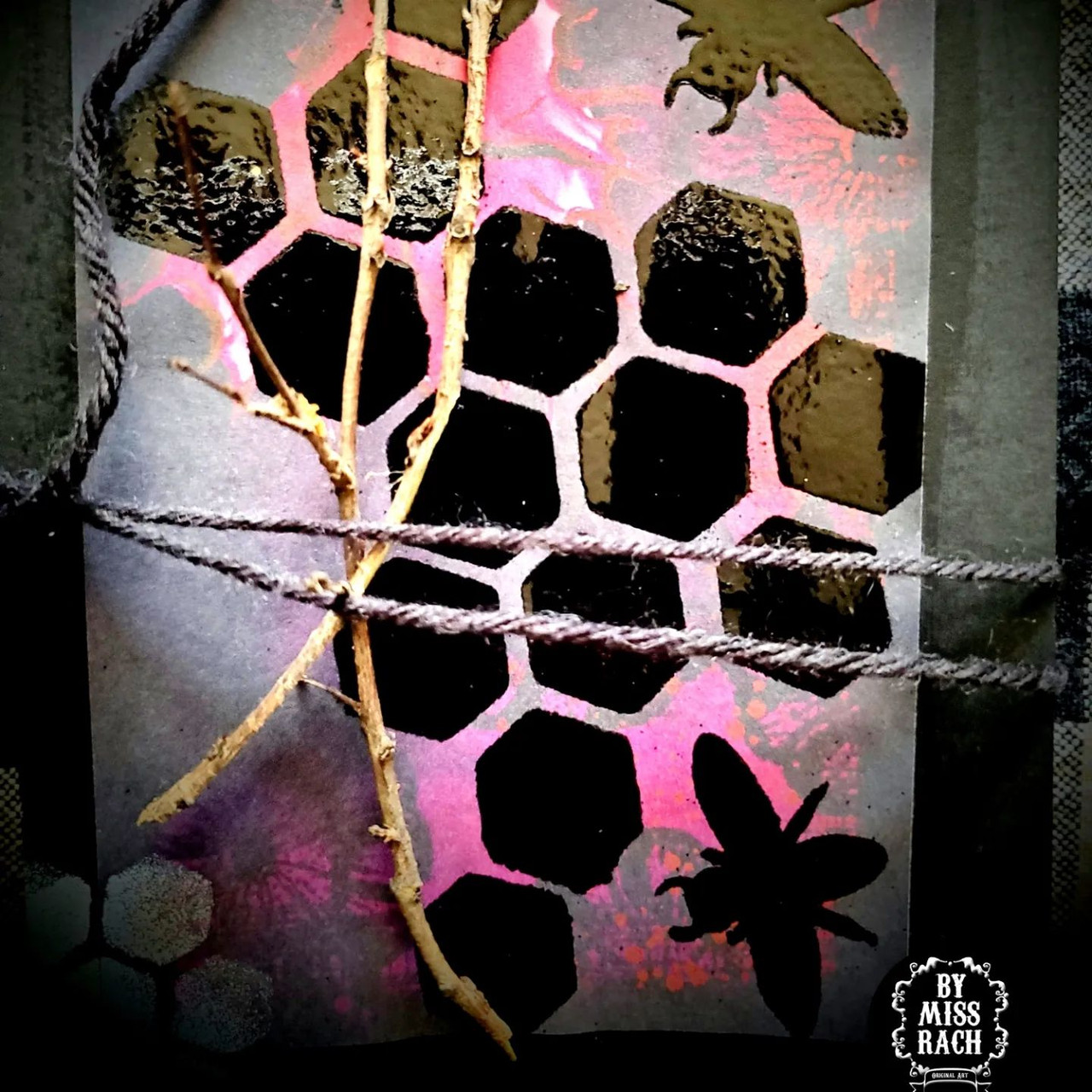 Pa Ess Stencil 6x6 Bee and Honeycomb