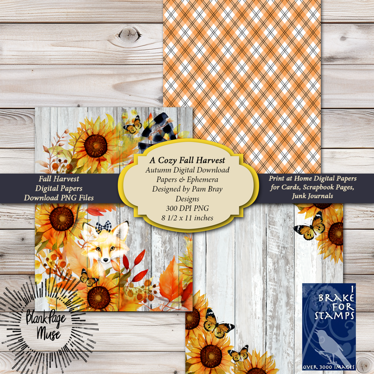 Plaid and Pumpkins - Digital Scrapbook Pages - INSTANT DOWNLOAD