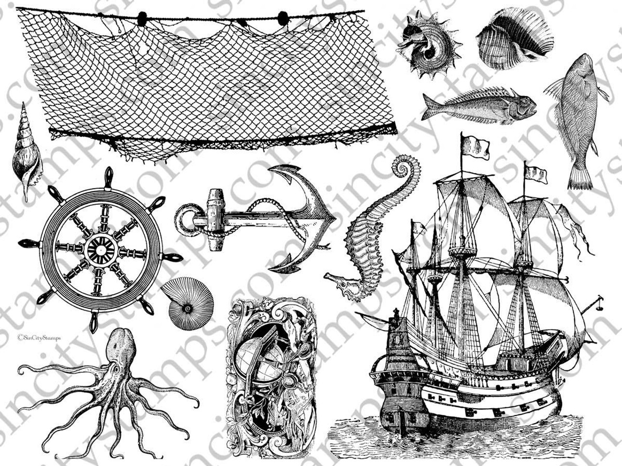 Nautical Star Rubber Stamp