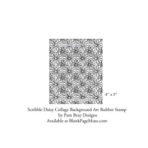 Scribble Daisy Collage Background Art Rubber Stamp designed by Pam Bray Designs PBdaisybg