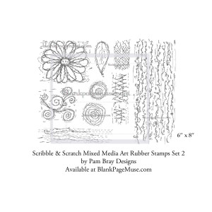 Scribble and Scratch Mixed Media Set 2 Art Rubber Stamps designed by Pam Bray Designs PBSSMM2