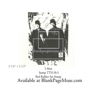 Three men Atc sized Collage Art Rubber Stamp TTS110-03