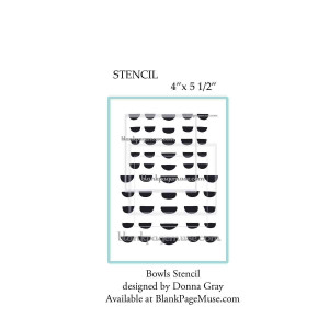 Cat Bowl Half Circle pattern stencil designed by Donna Gray DGBoSt