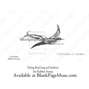 Flying Bird long tail feathers nature rubber stamp SC0068-09