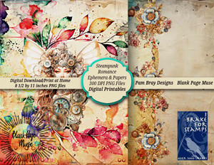 steampunk romance digital download print at home papers. Sample images
