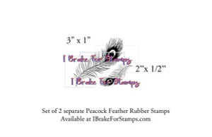 Set of 2 Peacock Feather Rubber Stamps SB132-1
