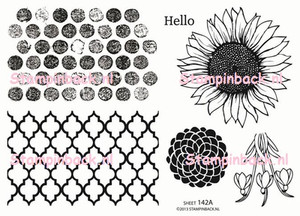 Bubble Wrap, Lattice and Sunflower Snowdrop Flowers art rubber stamp SB142A