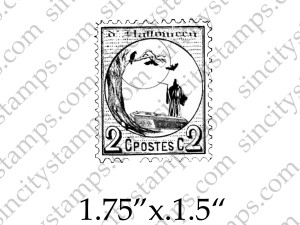 Halloween 2cent Postage Stamp Style Art Rubber Stamp