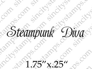 Steampunk Diva Phrase Rubber Stamp by Terri Sproul