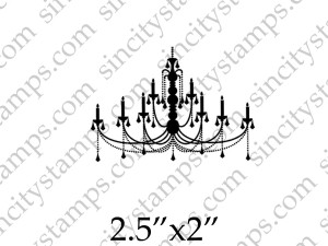 Chandelier Silhouette Style Rubber Stamp