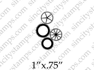 Small Cogs and Gears Steampunk Art Rubber Stamp