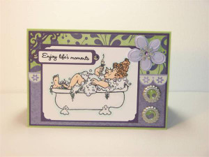 Bubble Bath Belinda Humorous Seniors rubber stamp