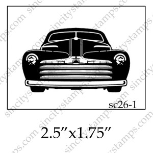 Classic Car Front end view Black Art Rubber Stamp