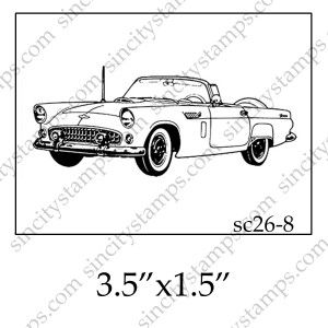 Classic Car three-quarter profile view Art Rubber Stamp