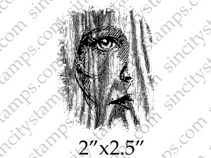 Tree Woodgrain with Face Rubber Stamp