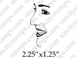 Face Profile Line Art Rubber Stamp by Terri Sproul SC33-2