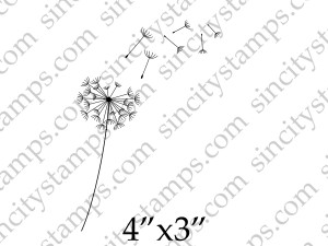 Single Dandelion Blowing in the Wind Rubber Stamp by Terri Sproul