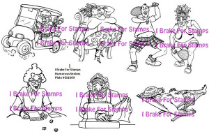 #ES1009 Humorous Seniors Sheet, beach,  bunco, stressed, served, rubber stamps