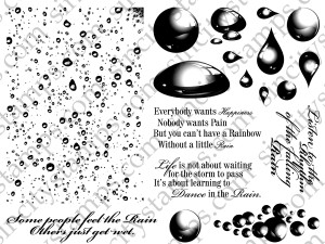 Raindrops Waterdrops Rubber Stamp Sheet Set