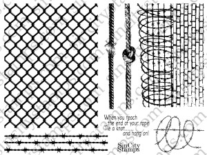 Barbed Wire Chain Link Rope Background Texture Art Rubber Stamps