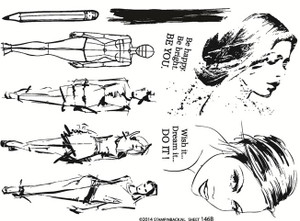 Fashion Model Sketches, Women, Pencil  Fashionista rubber stamps Sb146B1