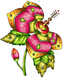 Steampunk Flower - Small rubber stamp