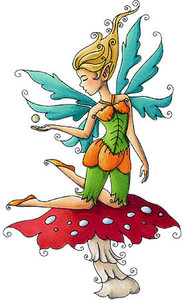 Zen Beauty - Hope Dewdrop Spring Fairy Elf on Mushroom rubber stamp