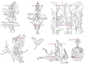 Zen Beauties Collection Sea Fairies, Kelp Forest, Steampunk Cupcake rubber stamps