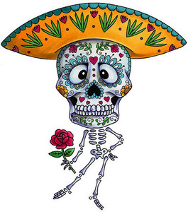 Mr. Bones Sugar Skull Skeleton Day of the Dead art rubber stamp Carmen Medlin Designs